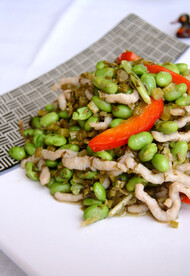 雪菜肉丝炒毛豆