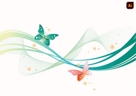 蝴蝶曲线清新背景
