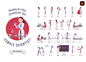 女科学家插画