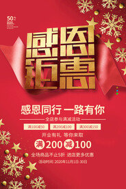 红金简约雪花感恩节钜惠