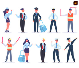 机组工作人员插画