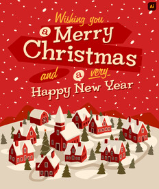 红色圣诞卡通海报