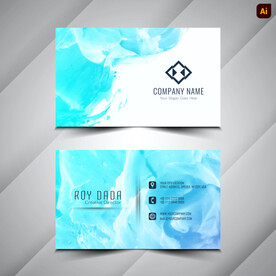 蓝色水彩名片