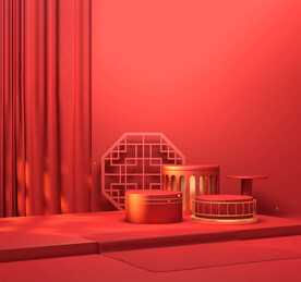 窗帘和红色背景