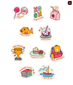 可爱贴纸素材