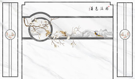 中式花鸟背景墙
