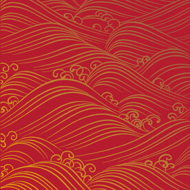 金色的波浪和红色背景