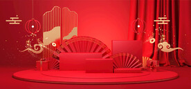 金色祥云和红色背景