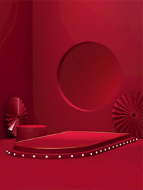 深红色圆圈背景