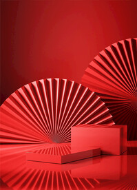 扇子和红色背景