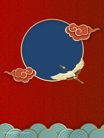 红色祥云和海浪