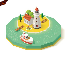 海岛度假立体插画