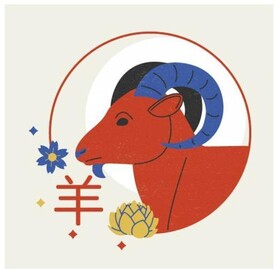 十二生肖之羊年动物插画
