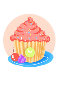 蛋糕冰激凌简笔画夏日甜点冷饮