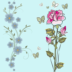 手绘花卉背景 