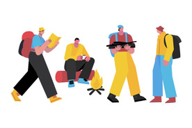 背包客人物插画