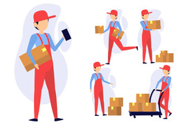 搬运工快递员插画