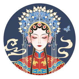国潮手绘京剧人物