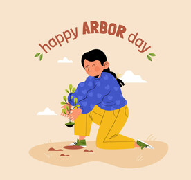 植树节插画素材