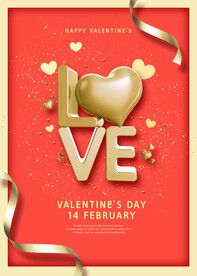 情人节海报PSD模板