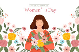 女生鲜花人物插画