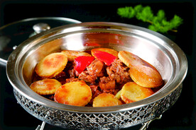 地锅杂粮饼焖野兔