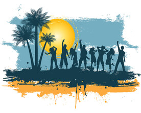 旅行欢呼团队剪影