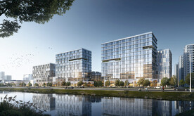 厂房园区办公楼沿河景观设计