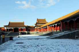 冬季故宫中的雪景