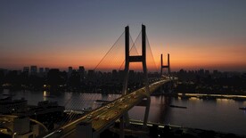 上海南浦大桥日落傍晚夜景