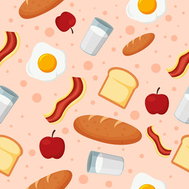彩色早餐食物无缝背景图片