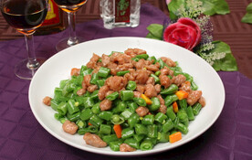 牛肉粒炒甜蜜豆