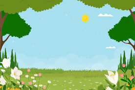 卡通蓝天草地