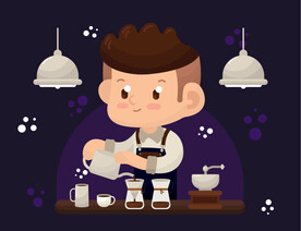 卡通咖啡店插画