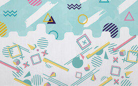 淡雅几何图形背景墙儿童房