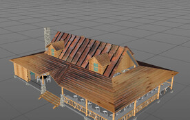 C4D模型实木餐厅