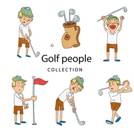 高尔夫卡通插画
