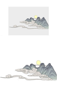 淡彩国画风格云纹