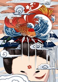 日式花魁美人装饰画手机壳