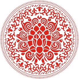 圆形花纹 藏族风格 莲花