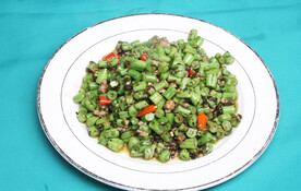 榄菜肉松豆角