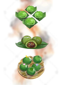 手绘青团插画
