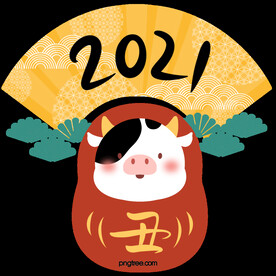 日式卡通牛扇子造型