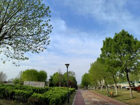 蓝天白云城市公园跑道