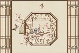 手绘小鸟花卉中国风封面包装设计