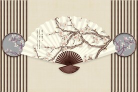 扇面屏风山水花鸟包装封面设计