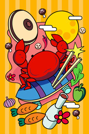 中秋节卡通插画