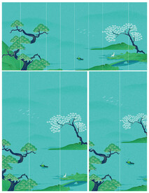 新中式墙画 玻璃贴