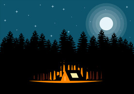 夜晚营地插画