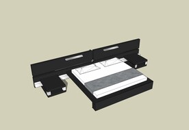 现代简约黑白双人床床头柜模型